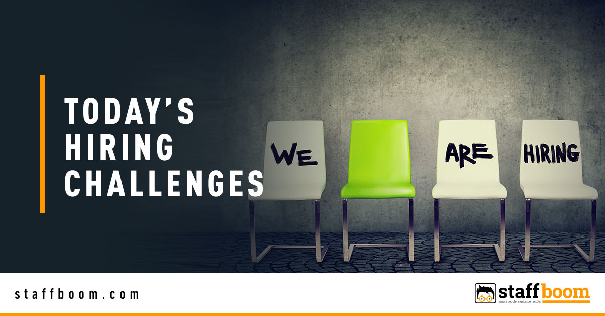 Chairs with We Are Hiring Text - Banner Image for Today’s Hiring Challenges Blog